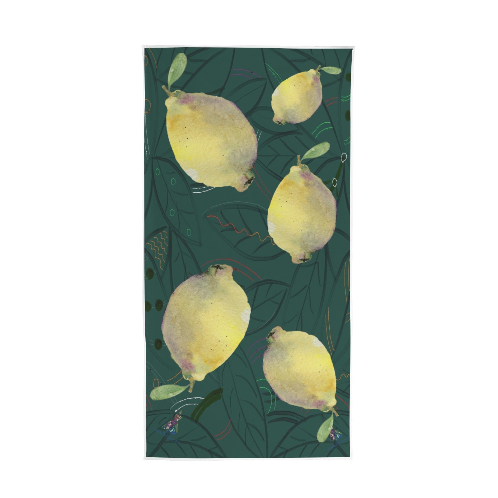 Greenery Lemons Quick-Dry Beach Towel 30"x61"