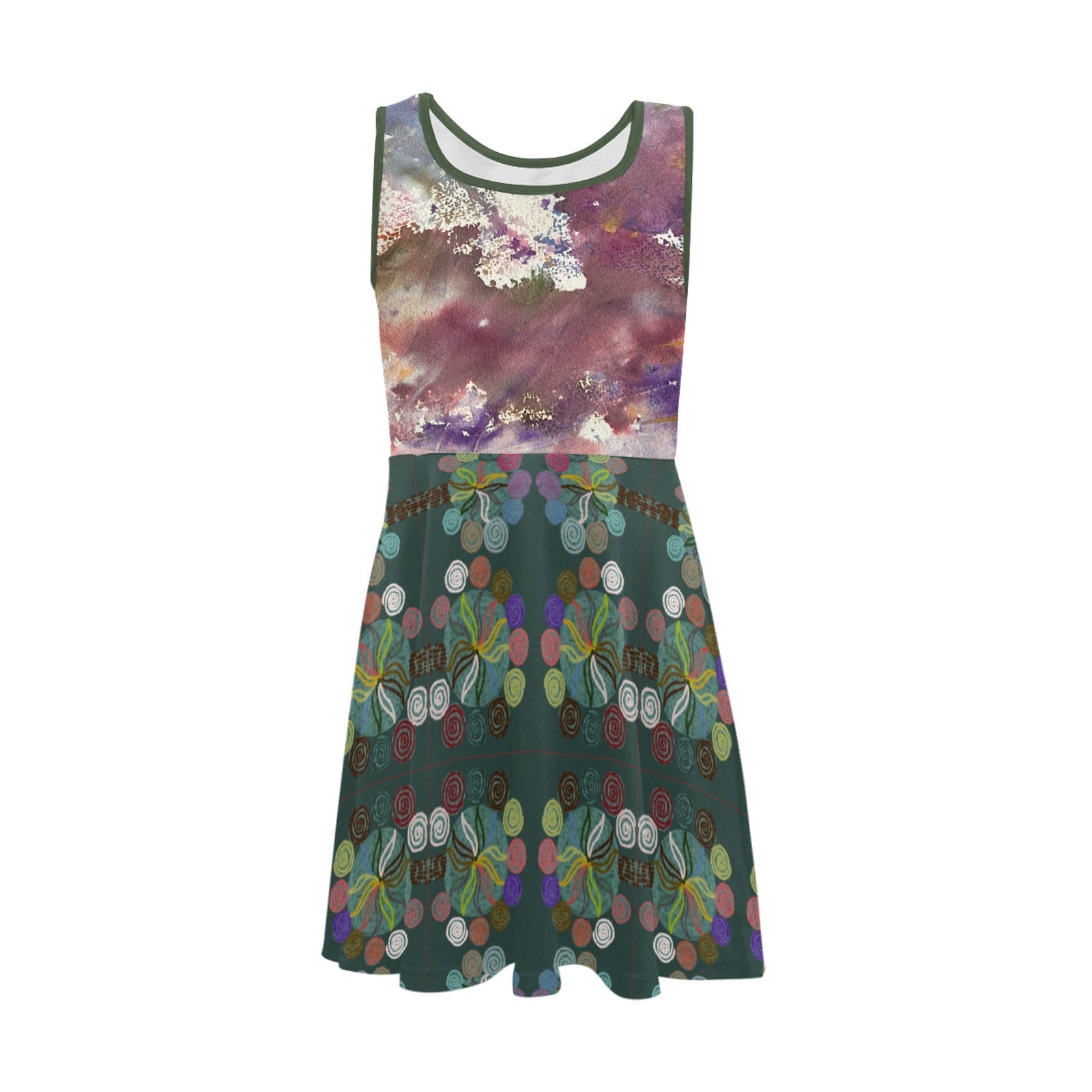Abstract Magic Trees Girls' Sleeveless Sundress - Lana Art Sweden