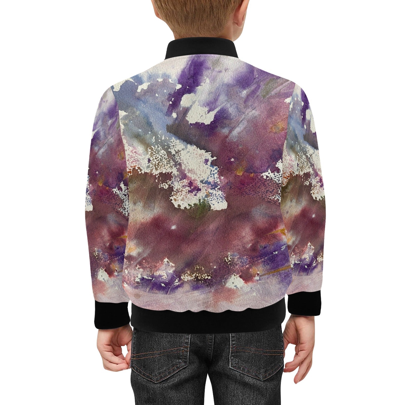 Abstract Purple Kids' lined My City Bomber Jacket with Pockets - Lana Art Sweden