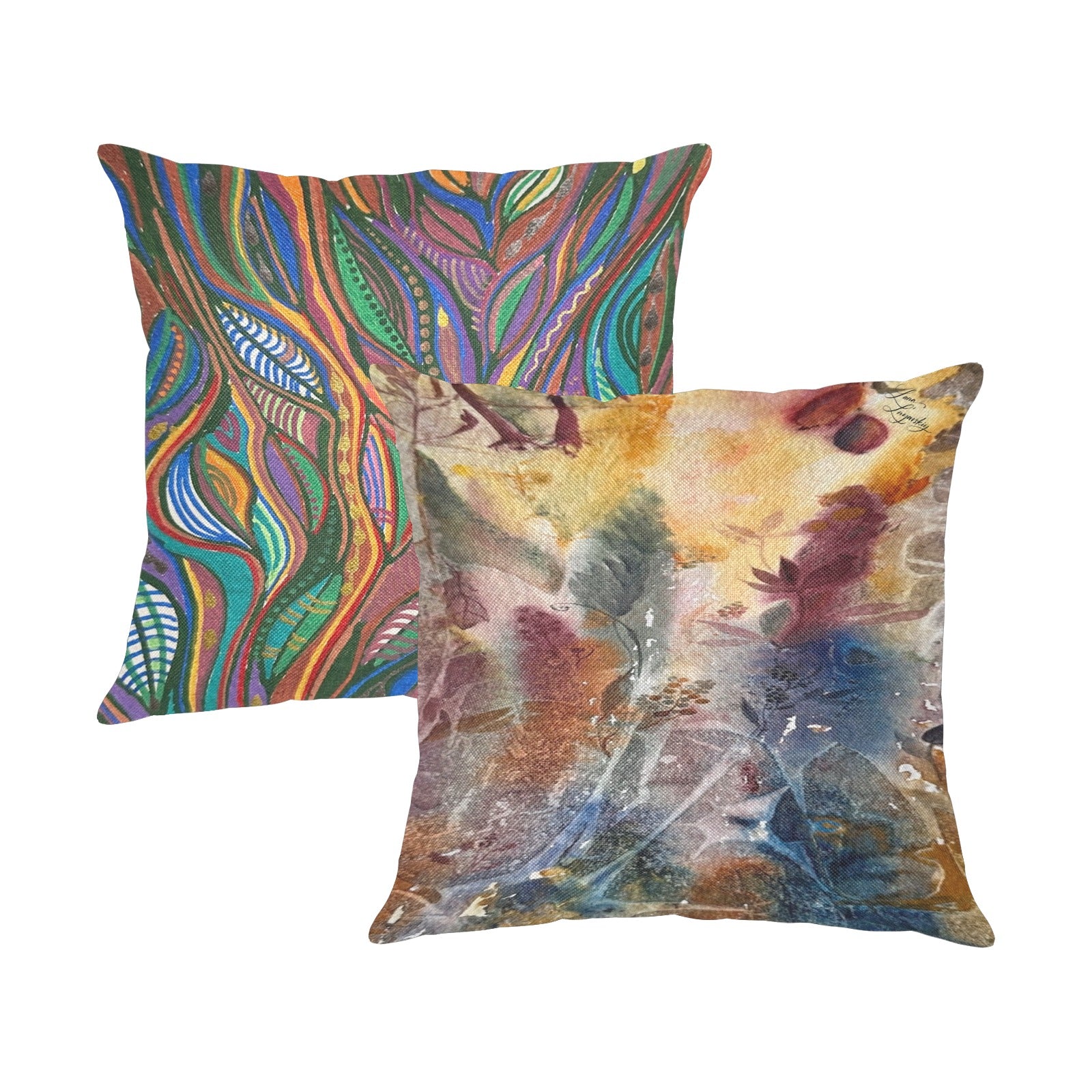 Lanterna and Warm Imagination Linen Zippered Pillowcase 18"x18"(Pack of 2)