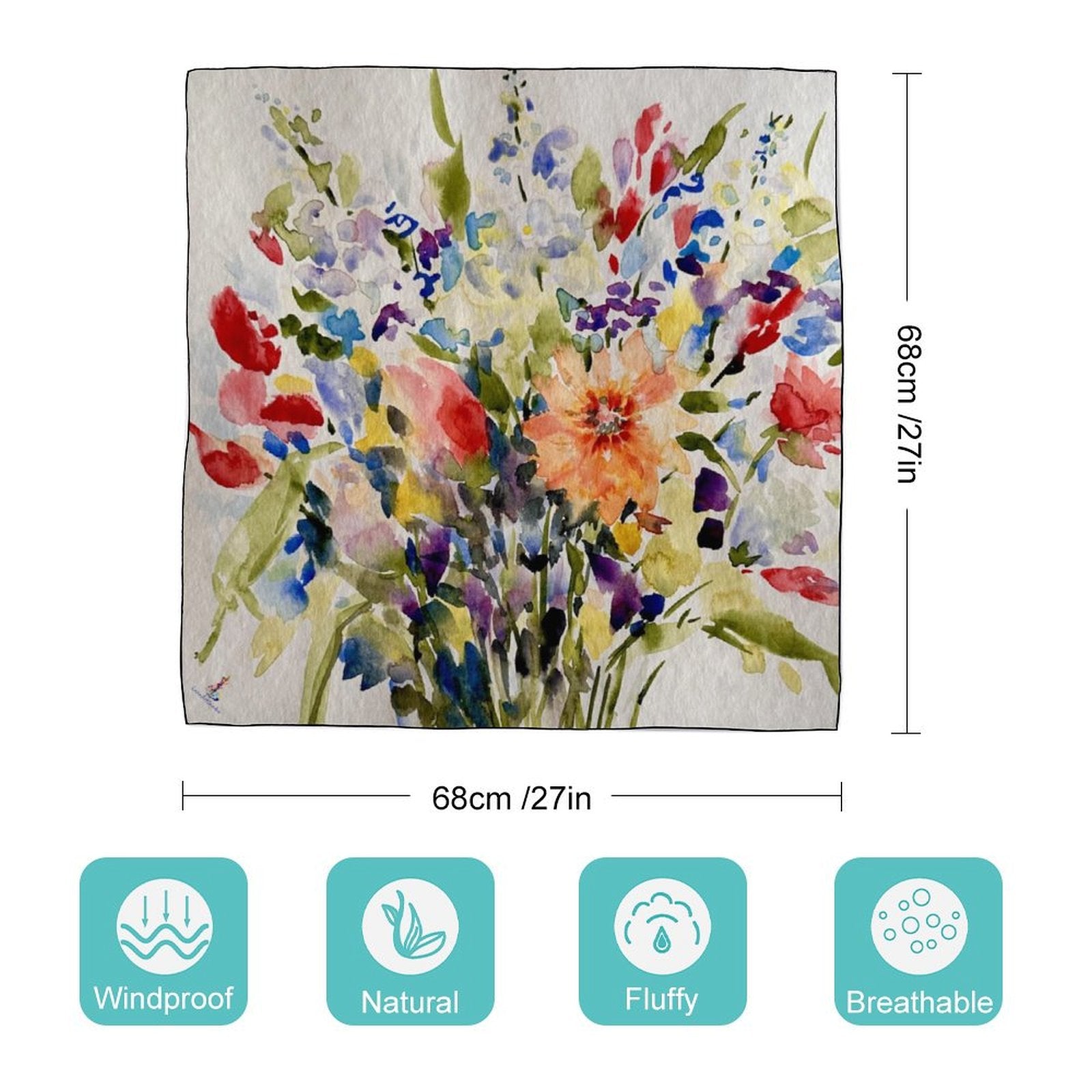 LanaArtSweden Artwork Scarf, 27"x27", 70x70 cm