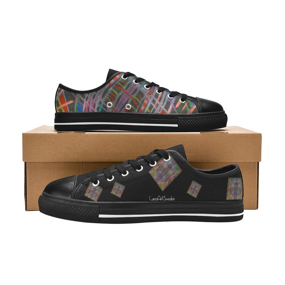 Along Came Diamond Mess on Black Men's Classic Canvas Shoes - Lana Art Sweden