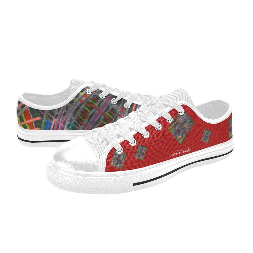 Along Came Diamond Mess on Red Men's Classic Canvas Shoes - Lana Art Sweden