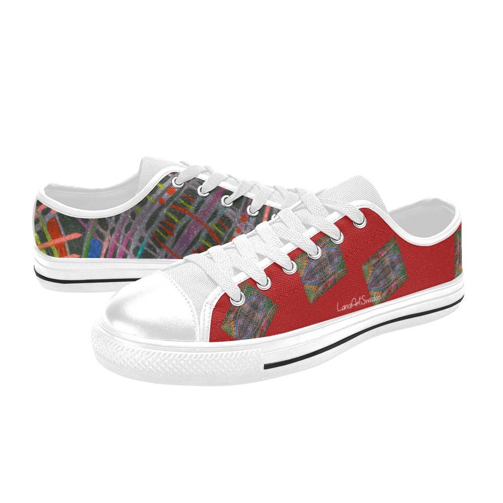 Along Came Red Diamonds Men's Classic Canvas Shoes - Lana Art Sweden