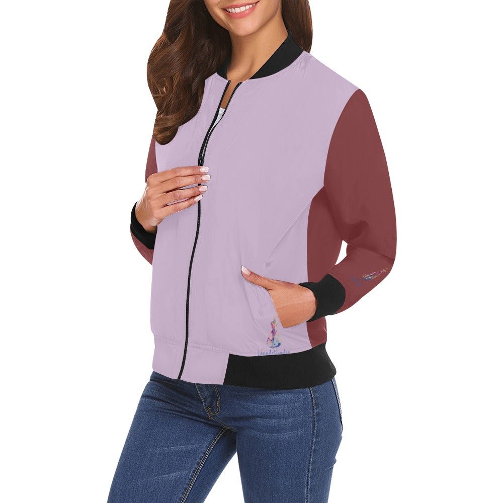 Amaryllis Color Blocks All Over Print Bomber Jacket for Women - Lana Art Sweden