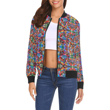 Cosmic Blooms Mega Bomber Jacket for Women