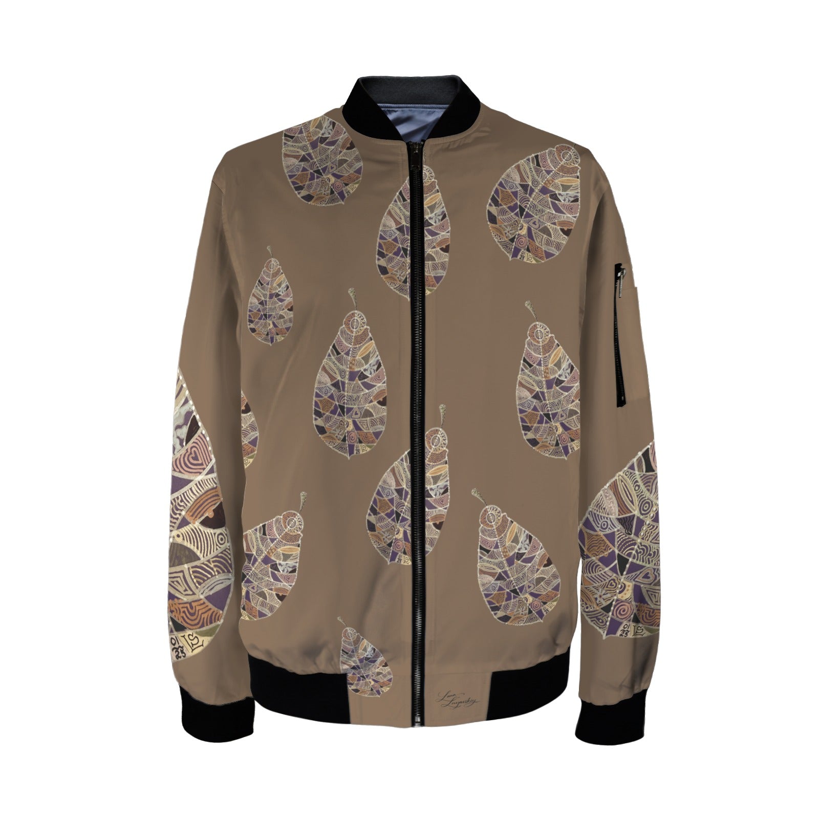 Fantasy Leaf Brown Tall Ladies Bomber Jacket