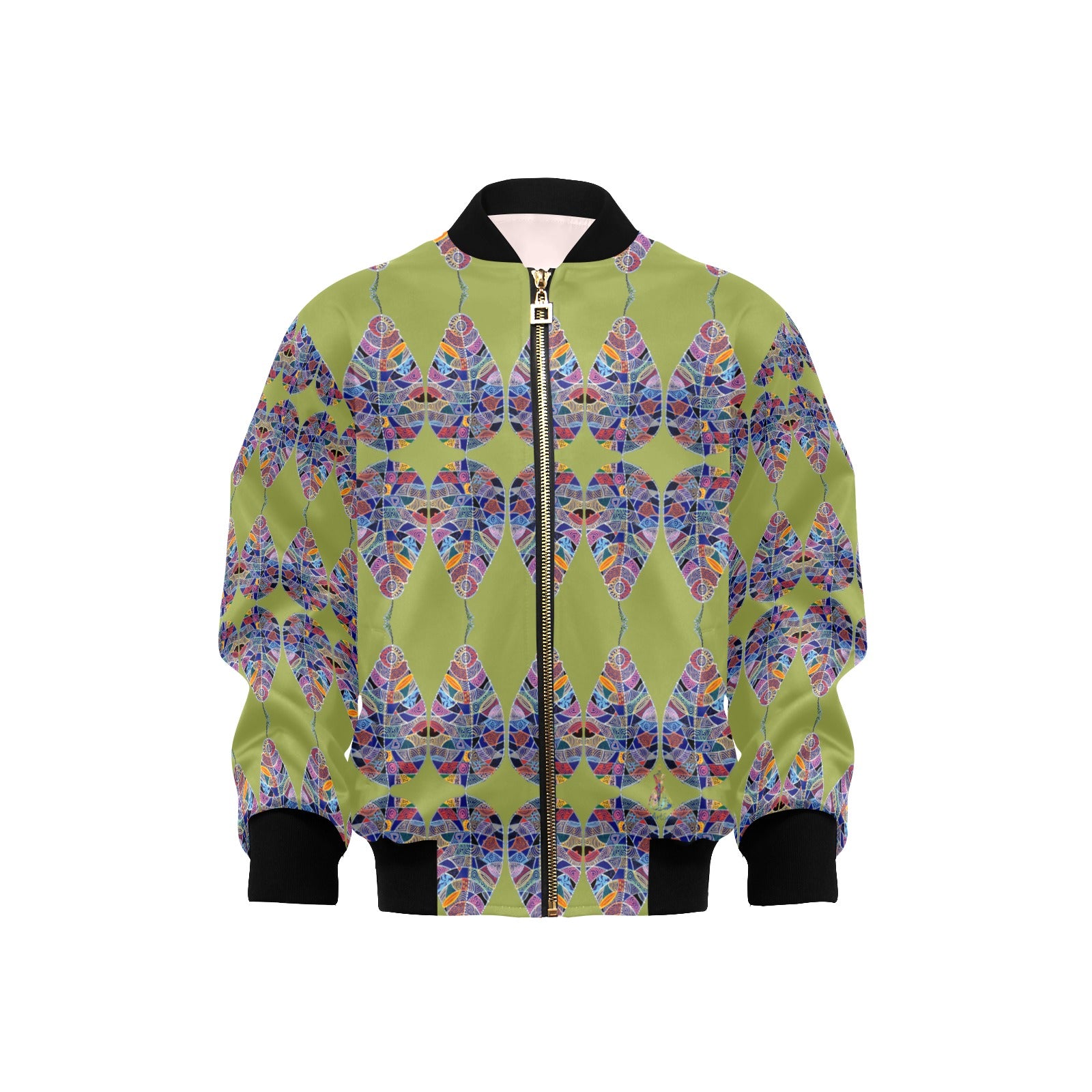 Fantasy Leaf Young Green Kids' Bomber Jacket with Pockets (Model H40)