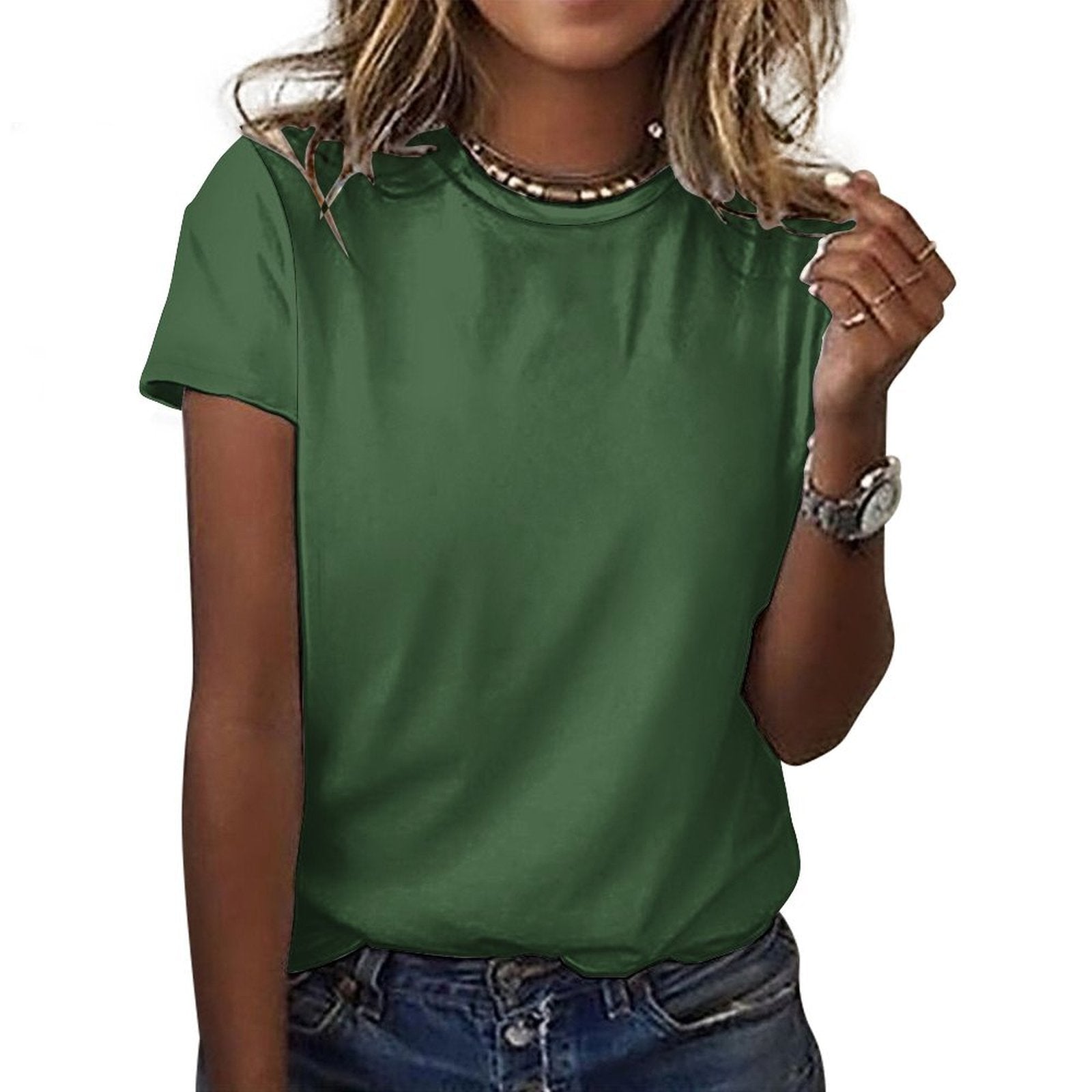 Nobel Green Women's Cotton T-shirt soft breathable fall fashion layering tee