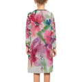 I Love Flowers Girl's Long Sleeve Dress – Comfortable Midi-Length Dress for Girls