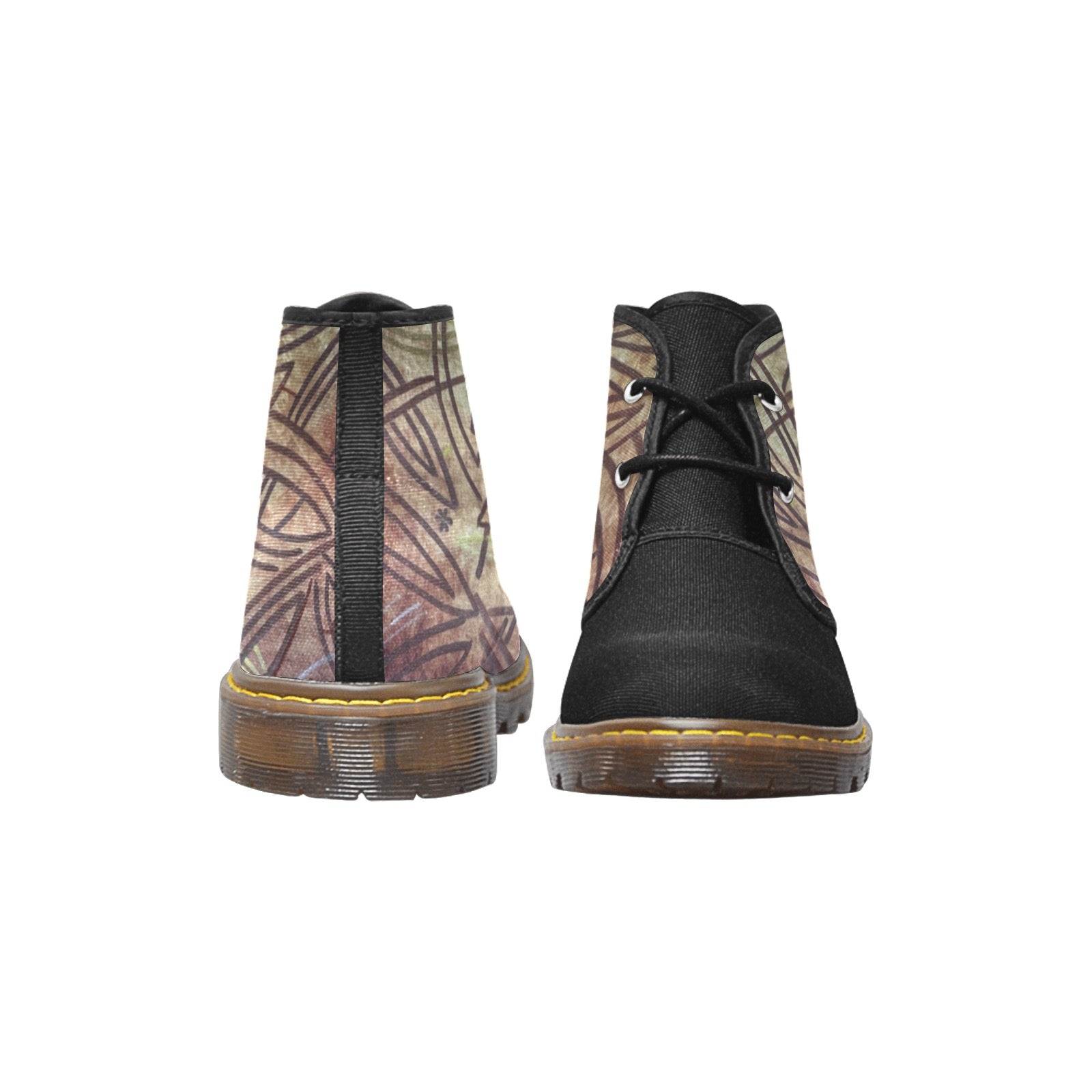 Chukka Leaves Combo Men's Canvas Mid-Top Boots with nylon canvas uppers and translucent rubber sole.