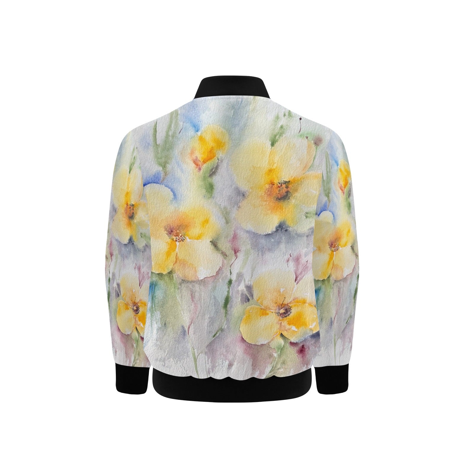 Yellow Tenderness Kids' Bomber Jacket with Pockets