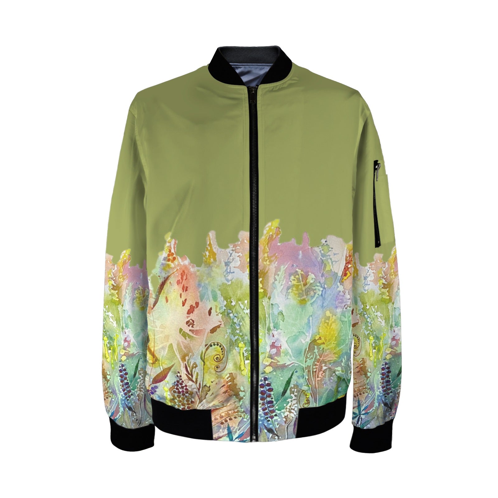 Blooming Melody White Grape Tall Ladies Bomber Jacket