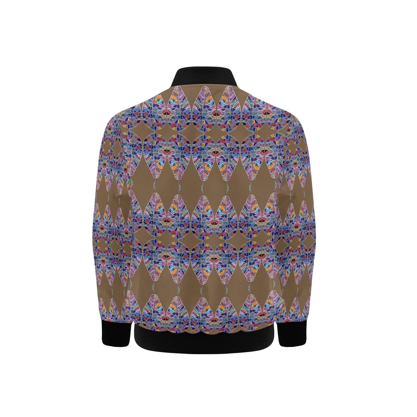 Fantasy Leaf Ochre Kids' Bomber Jacket with Pockets (Model H40)