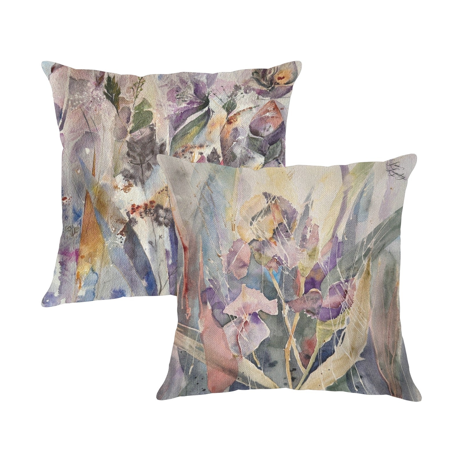 Iris and Mystery Plants Linen Zippered Pillowcase 18"x18"(Pack of 2)