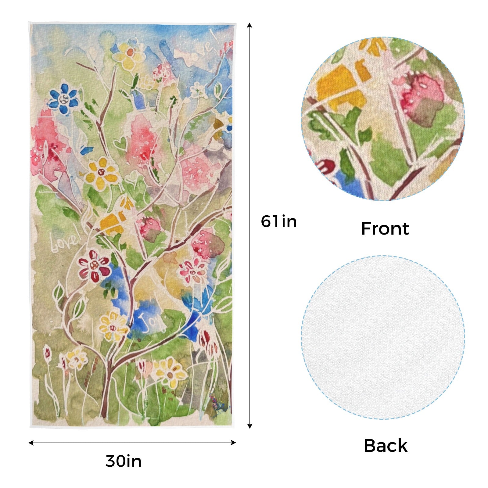 Spring Vibes Quick-Dry Beach Towel 30"x61"