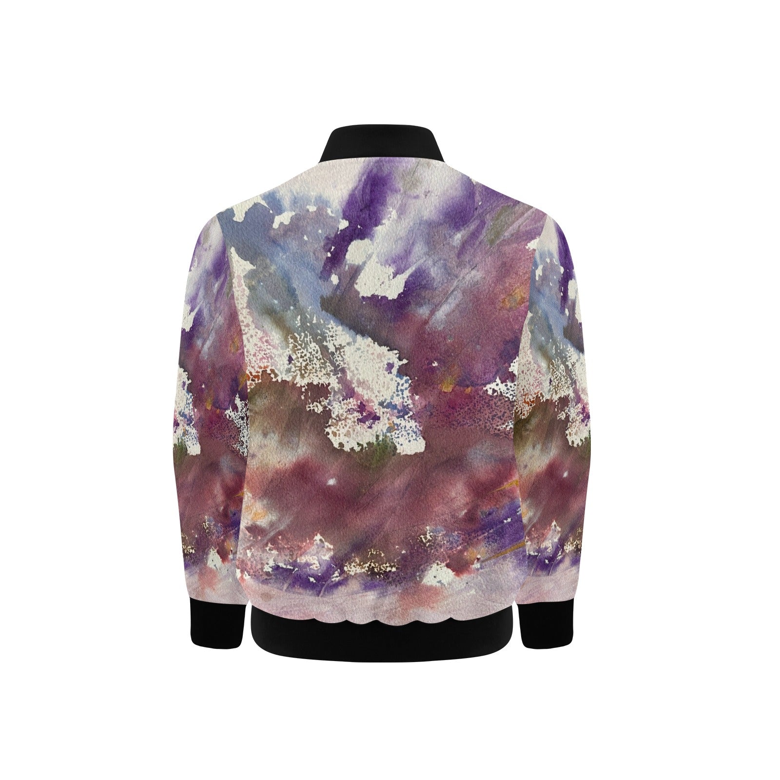 Purple Abstract Kids' Bomber Jacket with Pockets (Model H40)