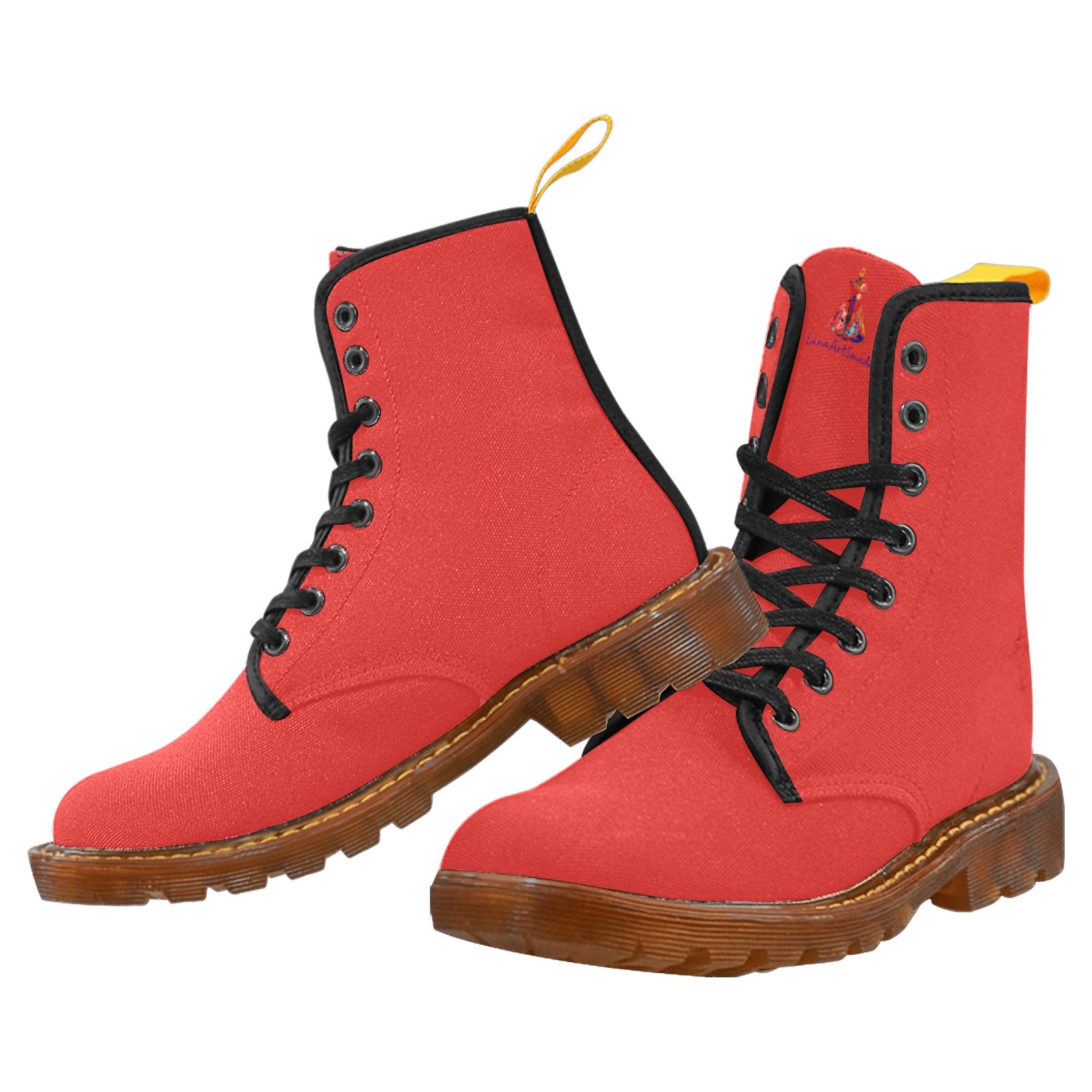 Poppy Red Custom Canvas Boots For Women Model 1203H