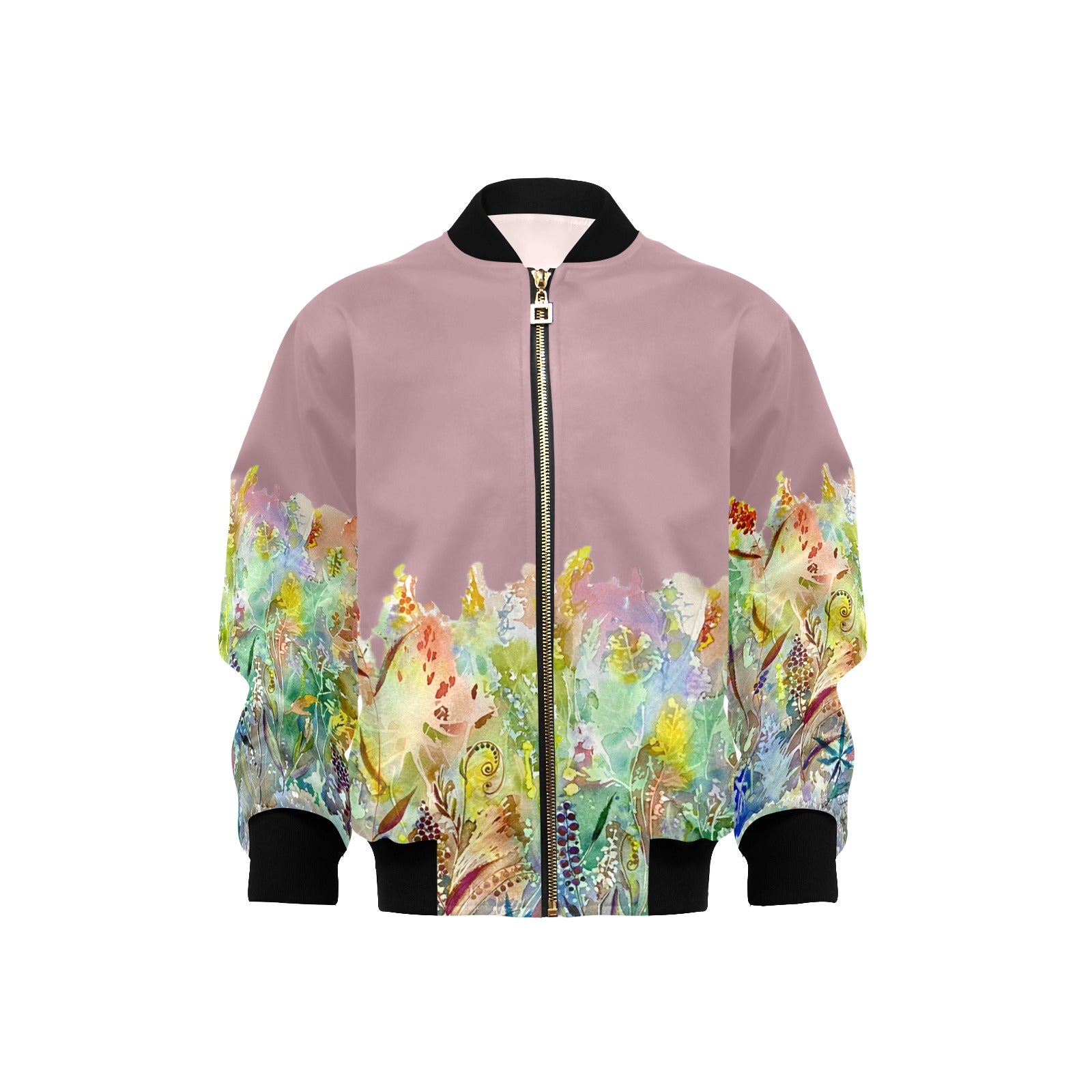 Merry Lawn with Old Rose Kids' Bomber Jacket with Pockets (Model H40)