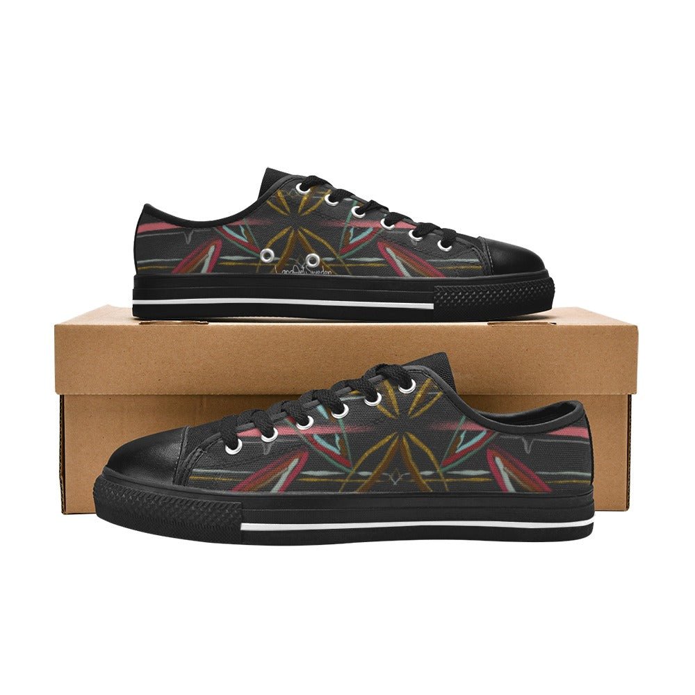 Black Abstract Graphics Men's Classic Canvas Shoes - Lana Art Sweden