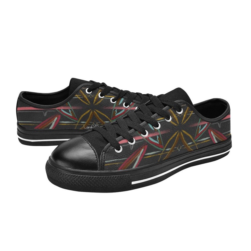 Black Abstract Graphics Men's Classic Canvas Shoes - Lana Art Sweden