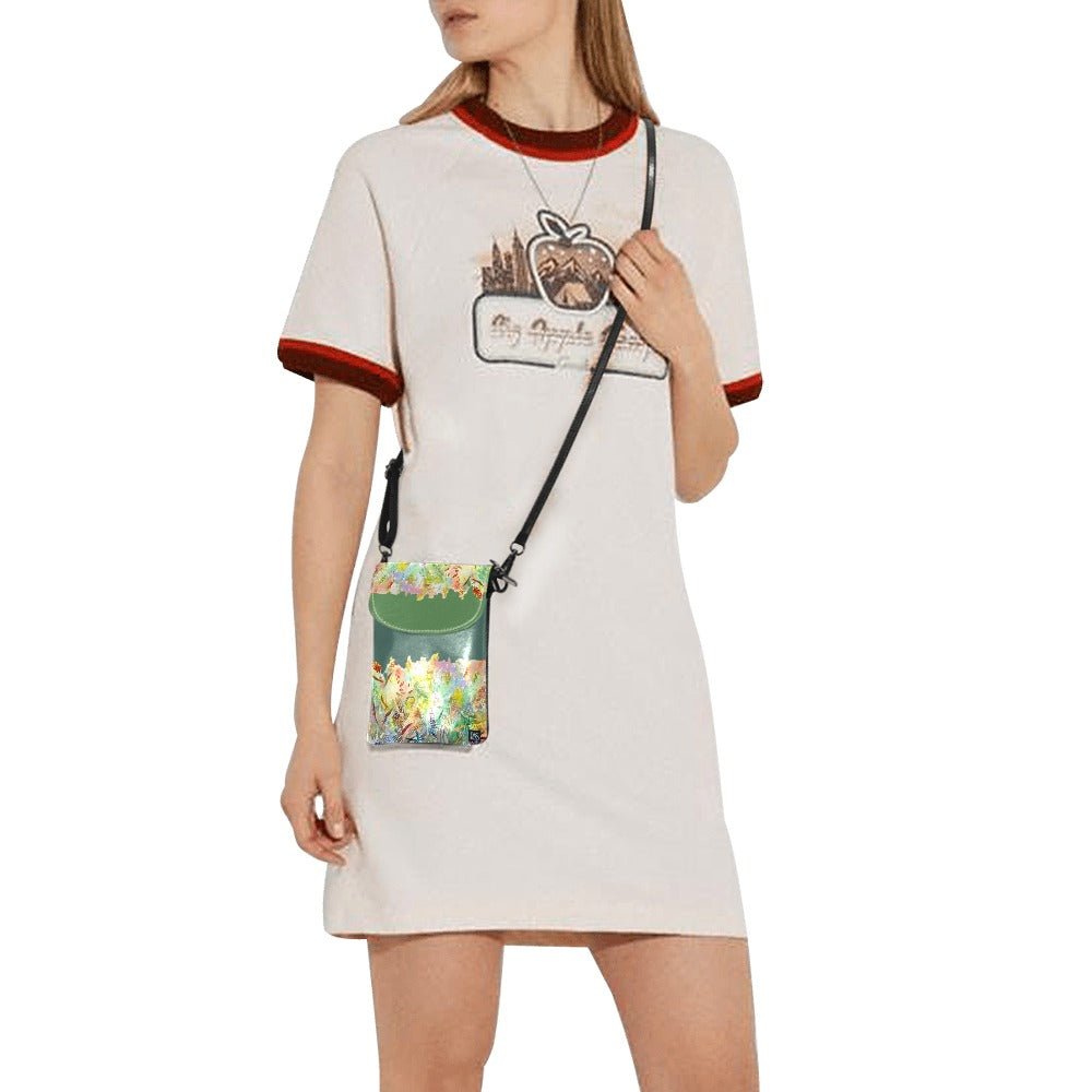 Blooming Melody Ocean Green Small Cell Phone Purse - Lana Art Sweden