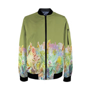 Blooming Melody White Grape Tall Ladies Bomber Jacket - Lana Art Sweden