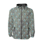 Blue Flower Damaskus Green Unisex All Over Print Windbreaker (Model H23) - Lana Art Sweden