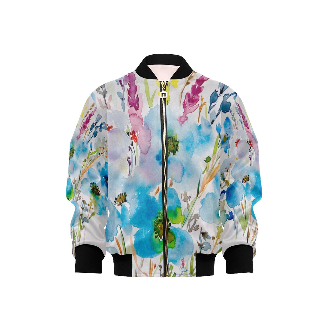 Blue Hibiscus 1 Kids' Bomber Jacket with Pockets (Model H40) - Lana Art Sweden