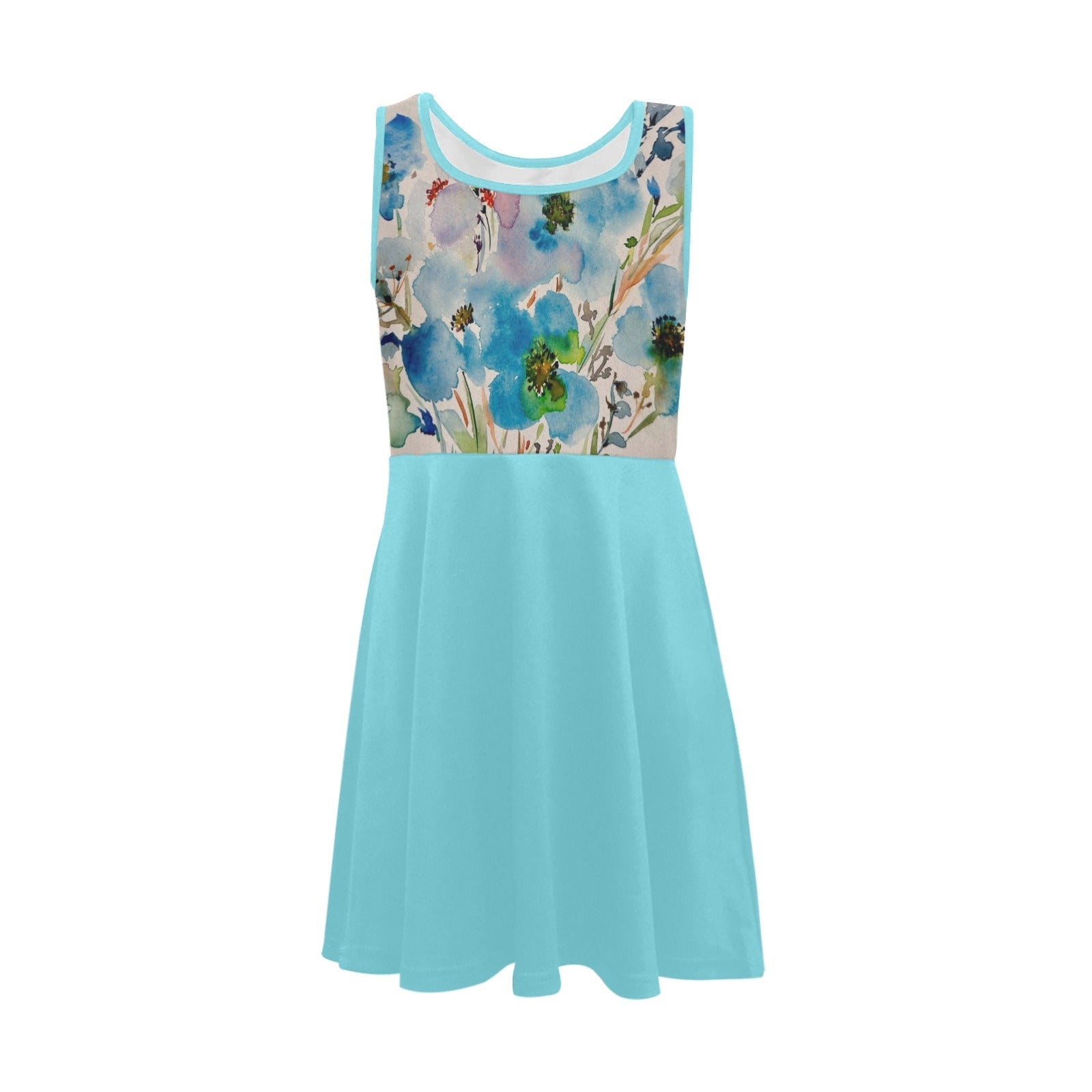 Blue Hibiscus Ciel Girls' Sleeveless Sundress - Lana Art Sweden