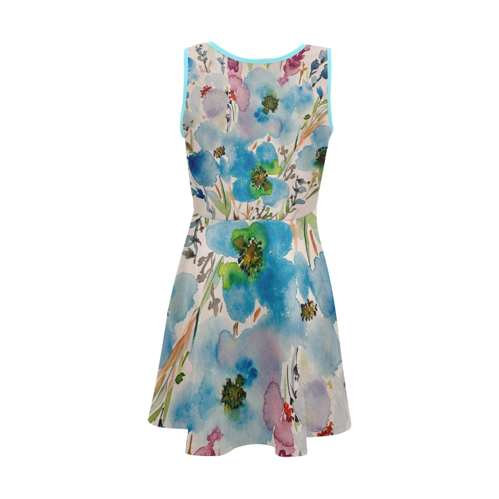 Blue Hibiscus Girls' Sleeveless Sundress - Lana Art Sweden
