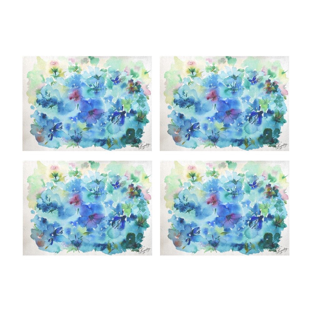 Blue Hibiscus Placemat 14’’ x 19’’ (Set of 4) - Lana Art Sweden