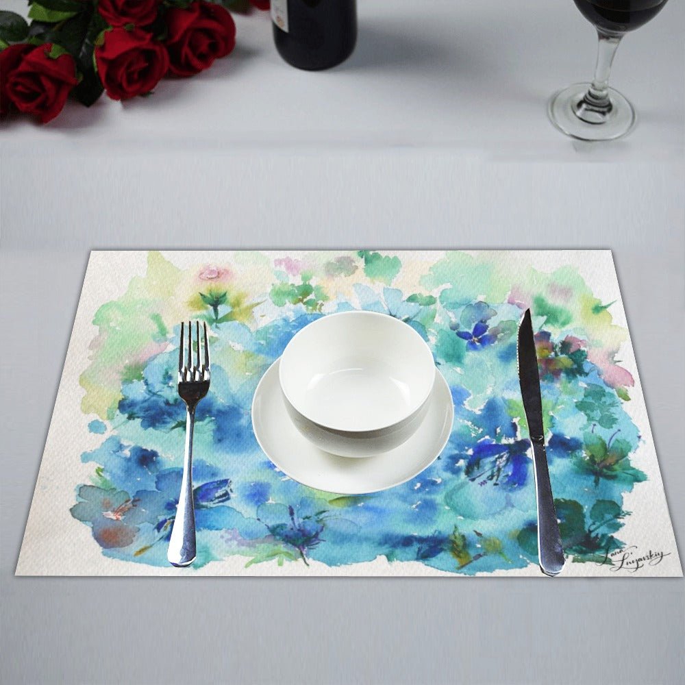 Blue Hibiscus Placemat 14’’ x 19’’ (Set of 4) - Lana Art Sweden