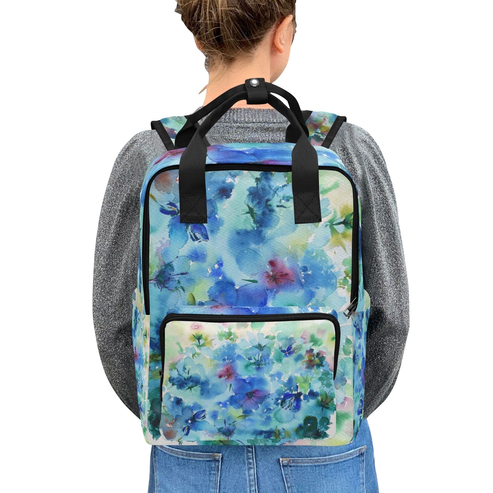 Blue Hibiscus Twin Handle Backpack - Lana Art Sweden