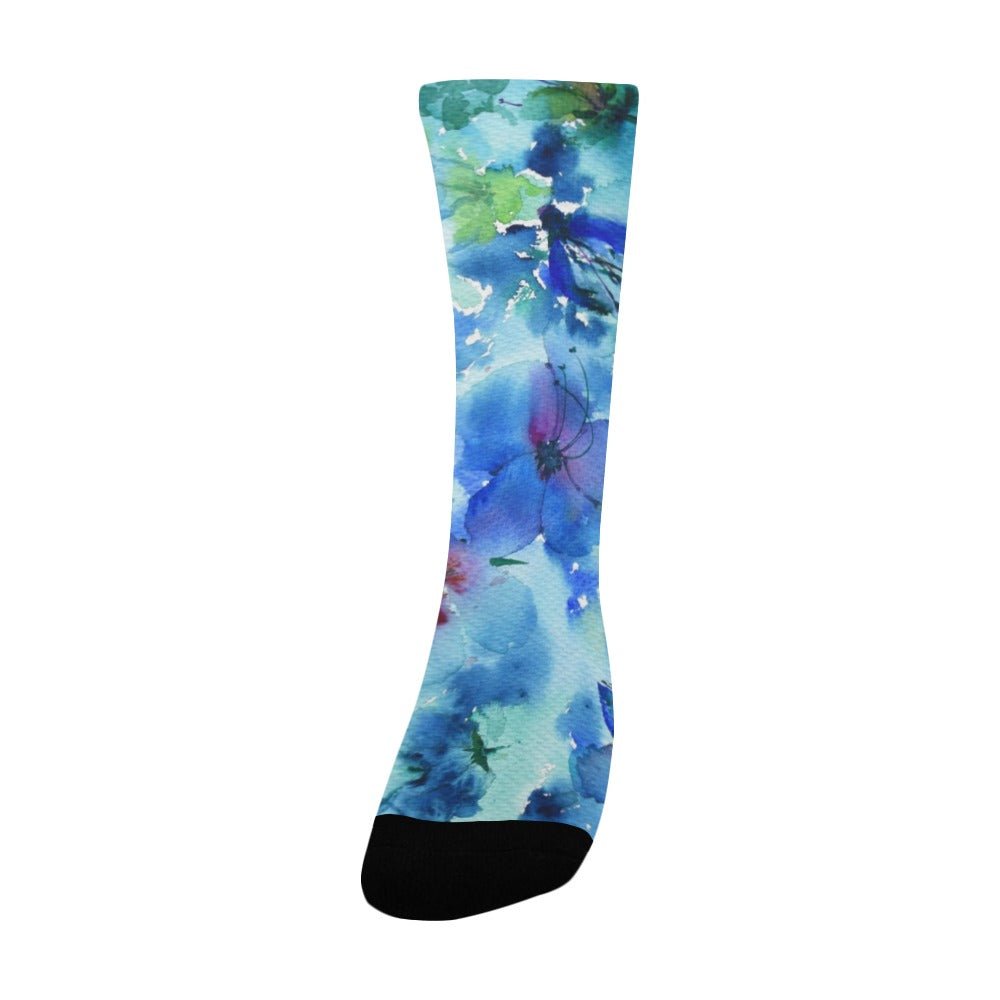 Blue Hibiscus Women's Custom Socks - Lana Art Sweden