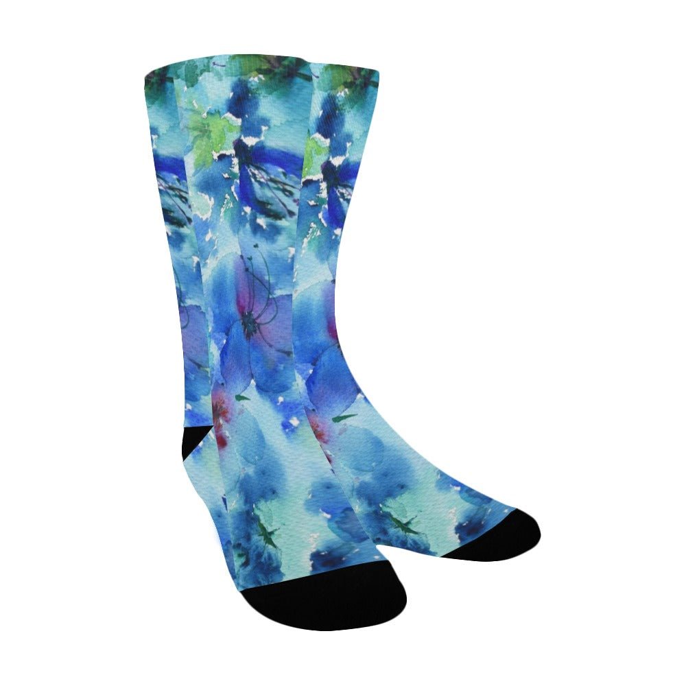 Blue Hibiscus Women's Custom Socks - Lana Art Sweden