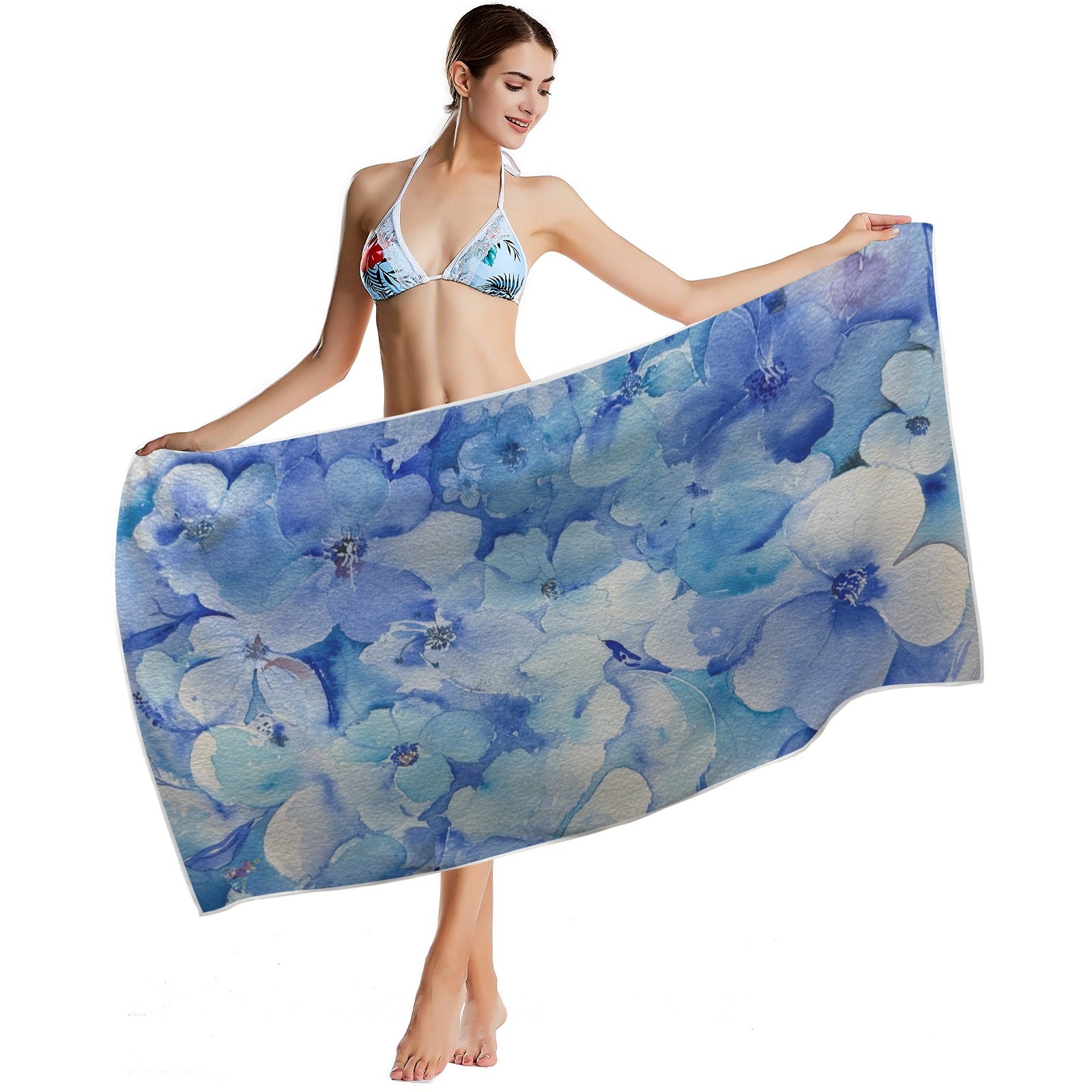 Blue Lawn Quick - Dry Beach Towel 30"x61" - Lana Art Sweden