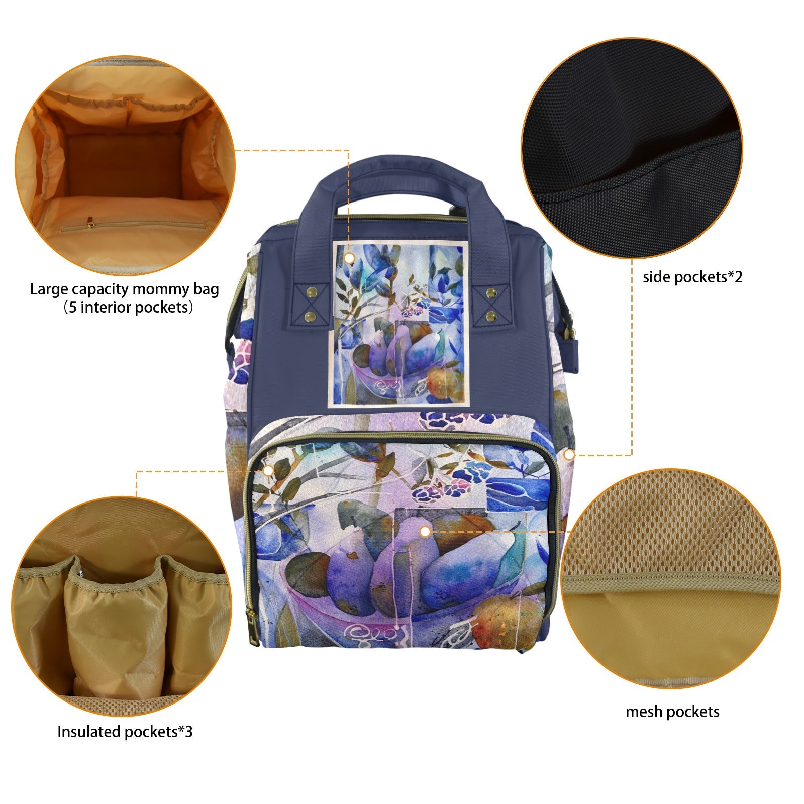 Blue Pears Multifunction Bag/Backpack - Lana Art Sweden
