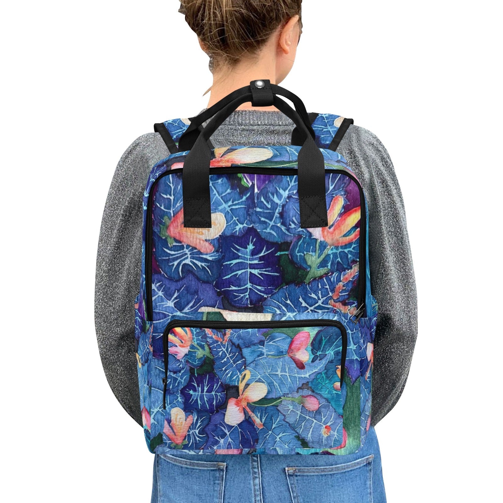 Blue Thorns Twin Handle Backpack - Lana Art Sweden