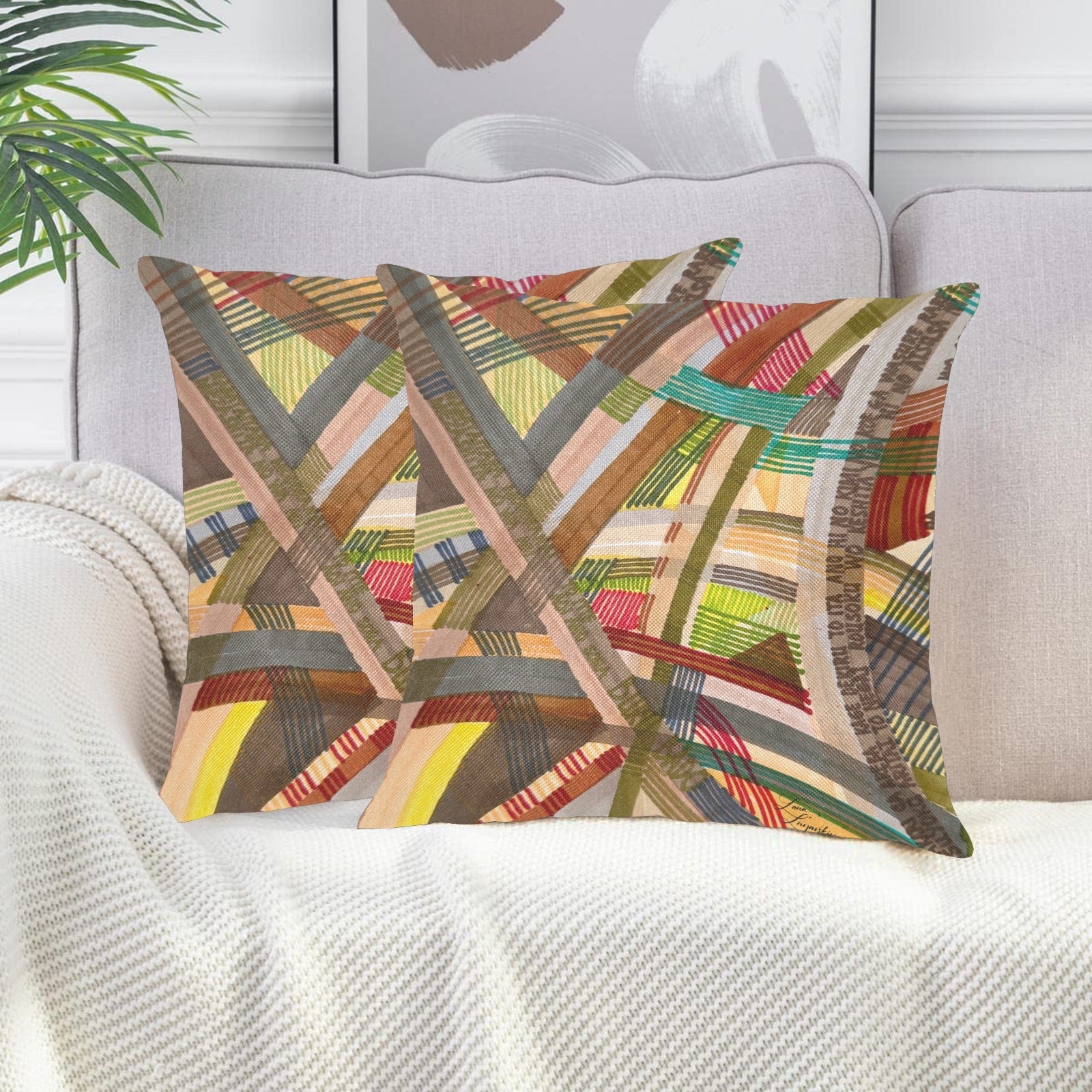 Brown Elegance and Narutology Linen Zippered Pillowcase 18"x18"(Pack of 2) - Lana Art Sweden