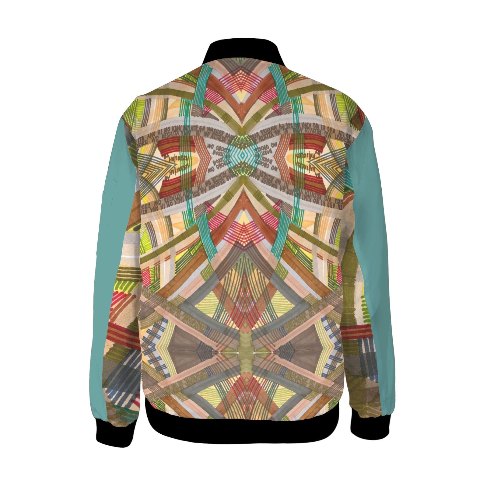 Brown Labyrinth Teal Bomber Jacket - Lana Art Sweden
