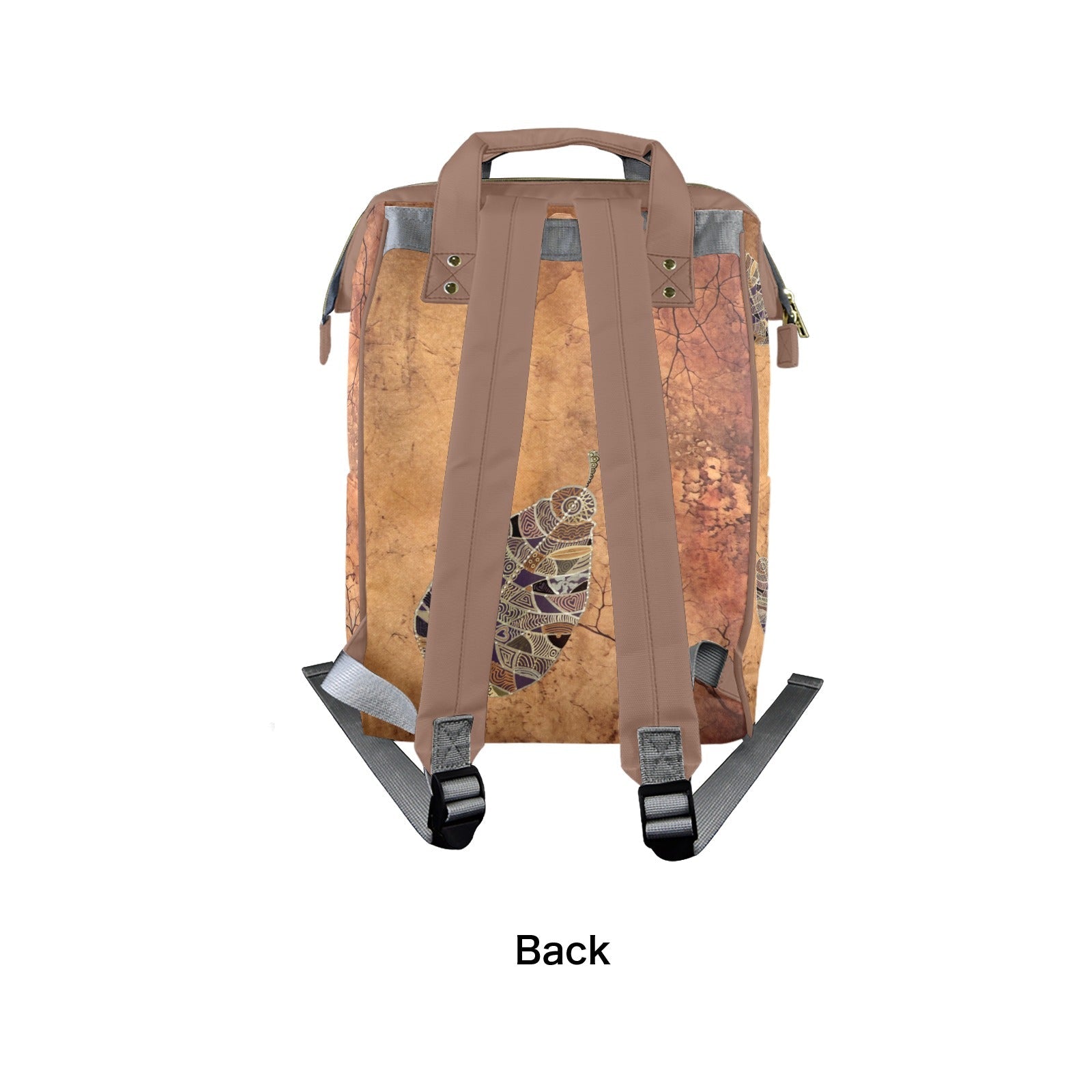 Brown Leaf Venetian Wall Multi - Function Travel Diaper Bag - Large - Lana Art Sweden