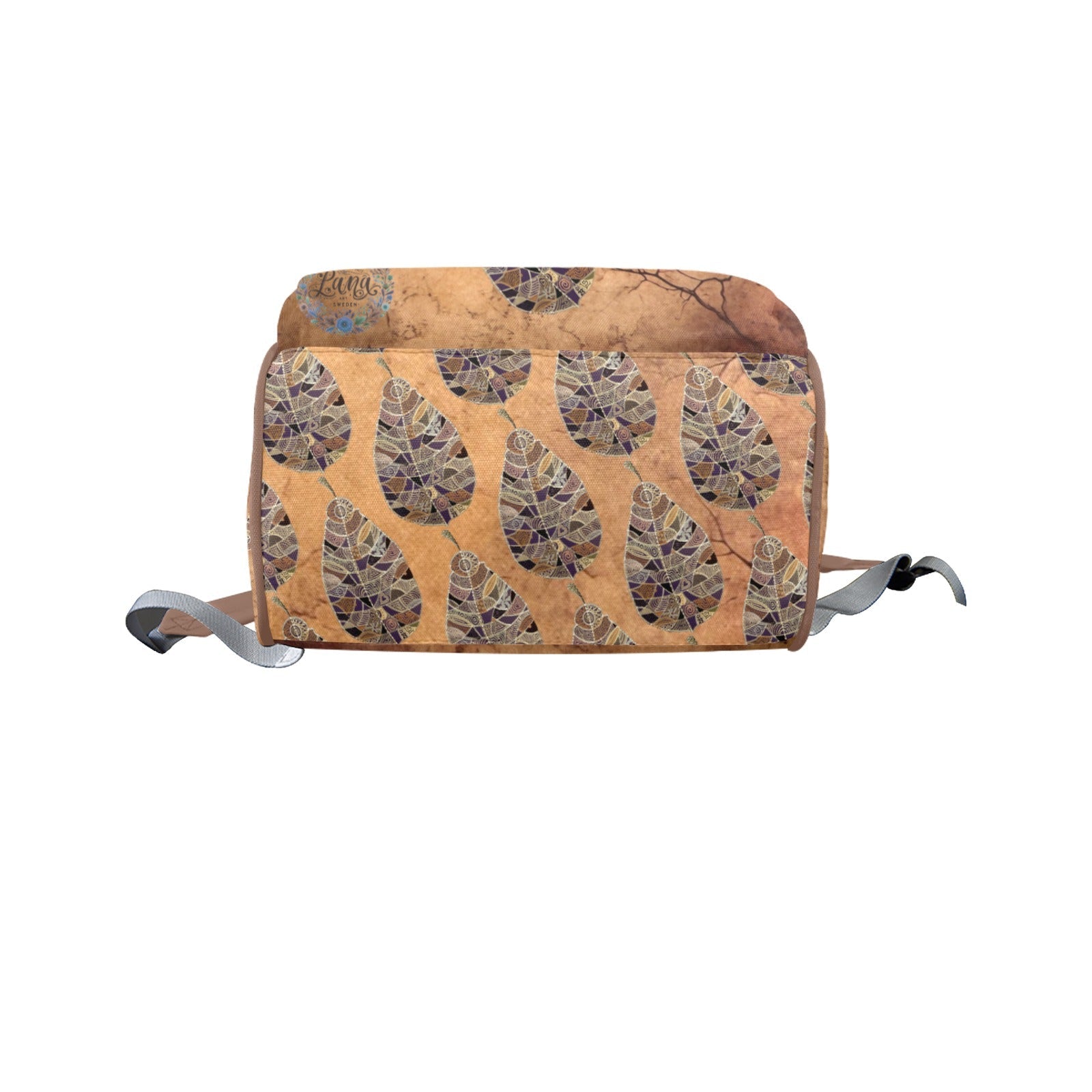 Brown Leaf Venetian Wall Multi - Function Travel Diaper Bag - Large - Lana Art Sweden