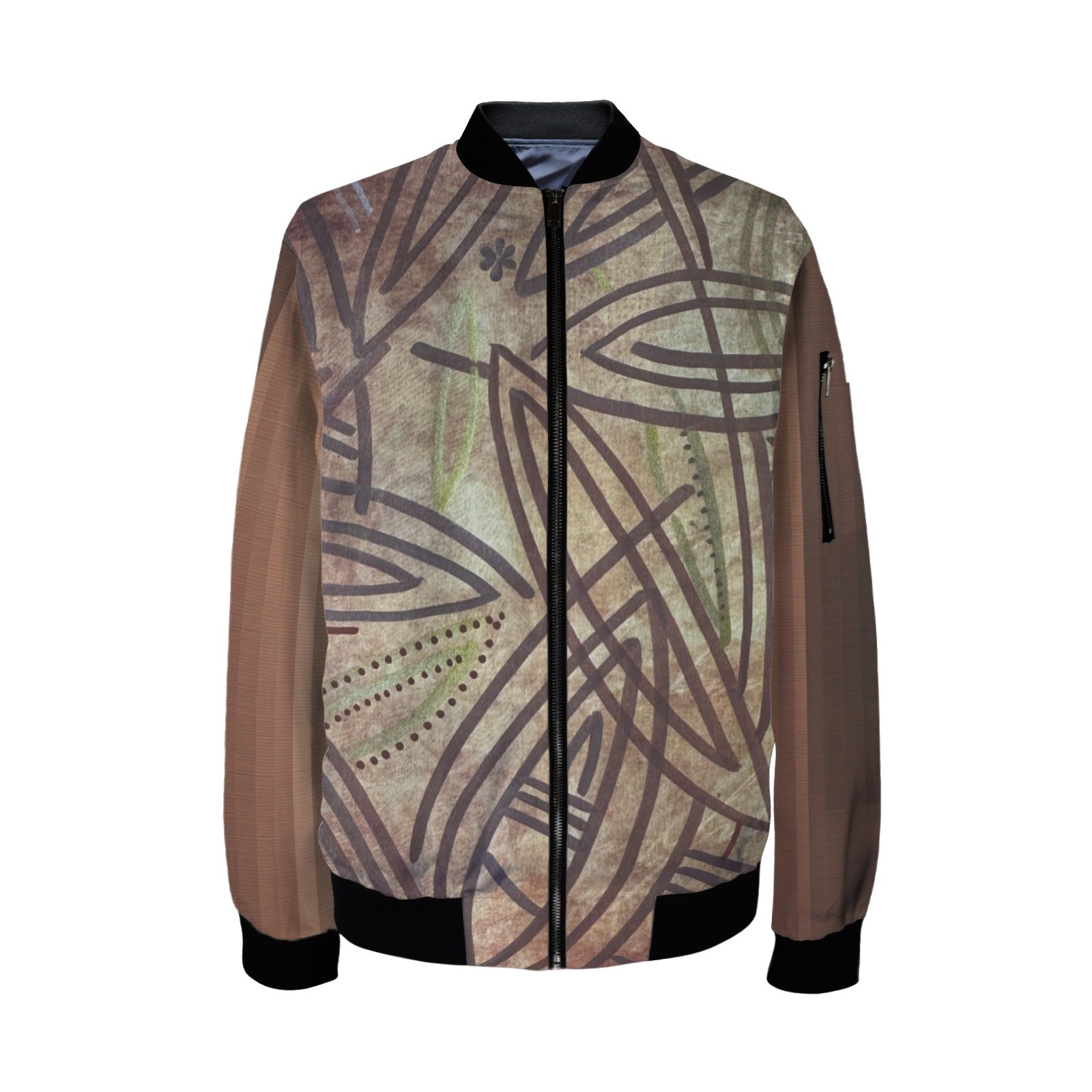 Brown Sophisticated Elegance Bomber Jacket - Lana Art Sweden