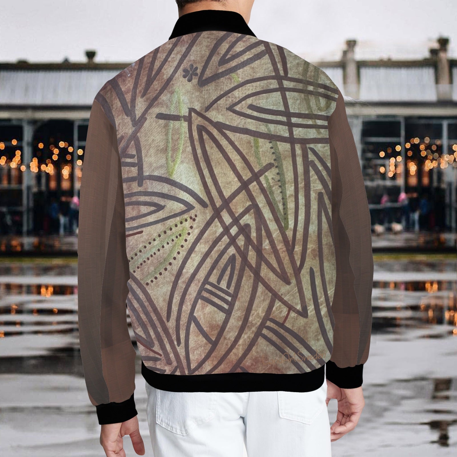 Brown Sophisticated Elegance Bomber Jacket - Lana Art Sweden