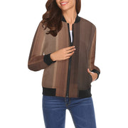 Brown Sophistication All Over Print Bomber Jacket for Women - Lana Art Sweden