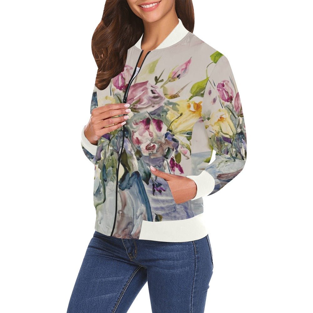 Bundle of Flowers All Over Print Bomber Jacket for Women - Lana Art Sweden