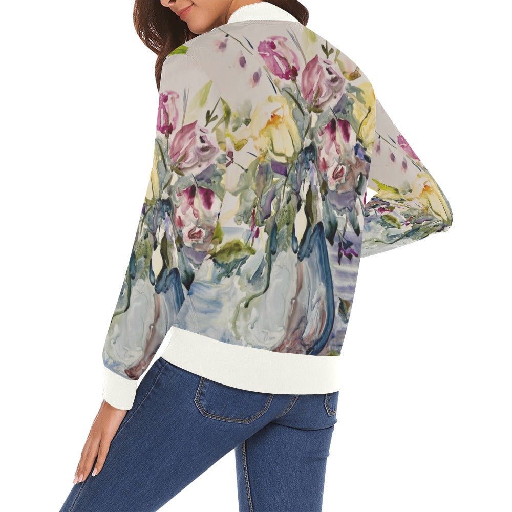 Bundle of Flowers All Over Print Bomber Jacket for Women - Lana Art Sweden