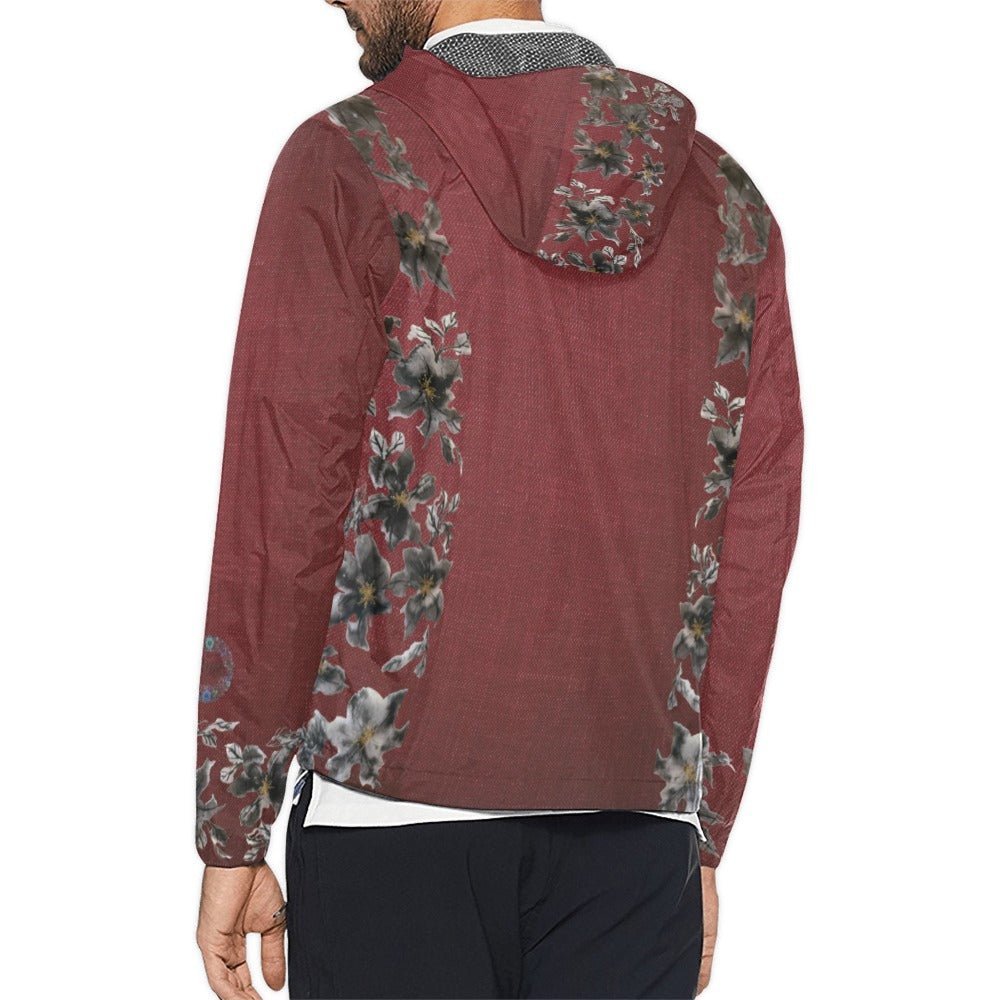 Burgundy Castle Flowers 2 Unisex Windbreaker - Lana Art Sweden