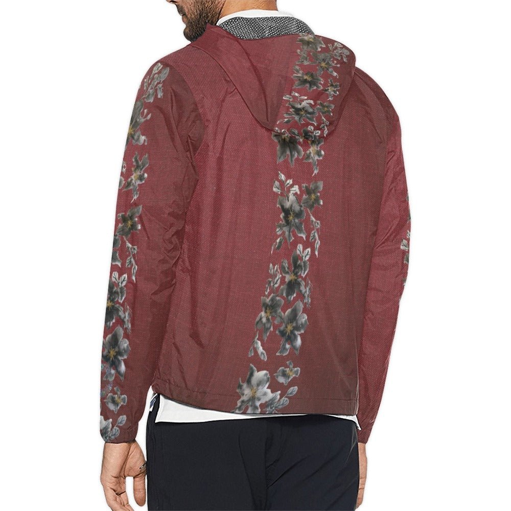 Burgundy Castle Flowers Unisex Windbreaker - Lana Art Sweden